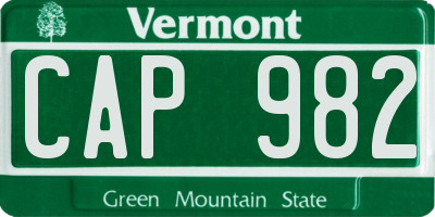 VT license plate CAP982