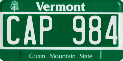 VT license plate CAP984