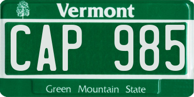 VT license plate CAP985