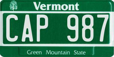 VT license plate CAP987