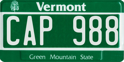 VT license plate CAP988
