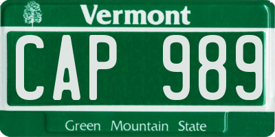 VT license plate CAP989