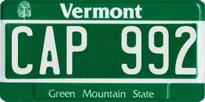 VT license plate CAP992