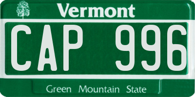 VT license plate CAP996
