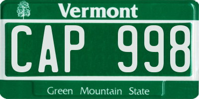 VT license plate CAP998