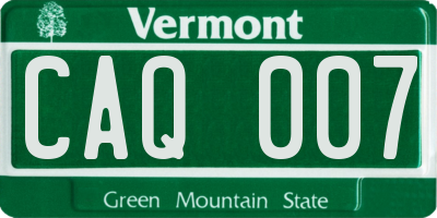 VT license plate CAQ007
