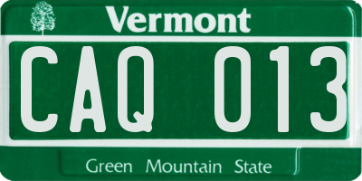 VT license plate CAQ013