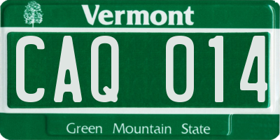 VT license plate CAQ014