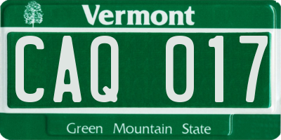 VT license plate CAQ017