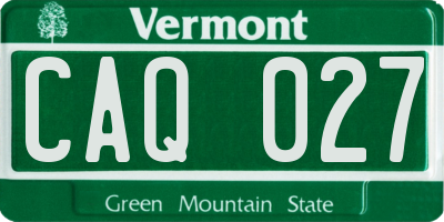 VT license plate CAQ027