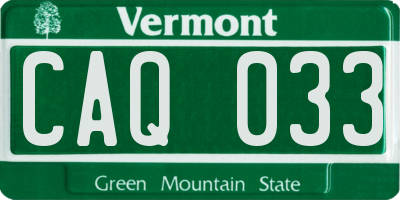 VT license plate CAQ033