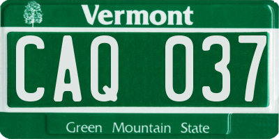 VT license plate CAQ037