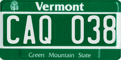 VT license plate CAQ038