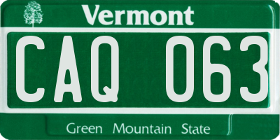 VT license plate CAQ063
