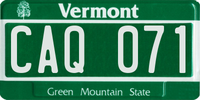 VT license plate CAQ071