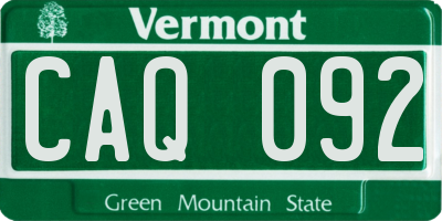 VT license plate CAQ092