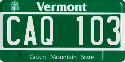 VT license plate CAQ103
