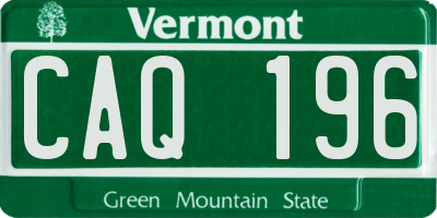 VT license plate CAQ196