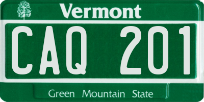 VT license plate CAQ201