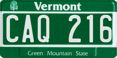 VT license plate CAQ216