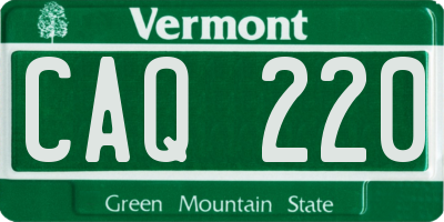 VT license plate CAQ220