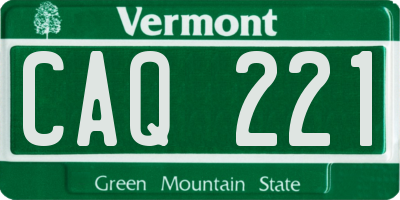 VT license plate CAQ221