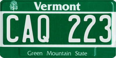 VT license plate CAQ223