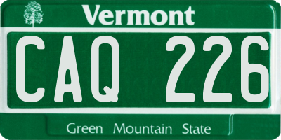 VT license plate CAQ226