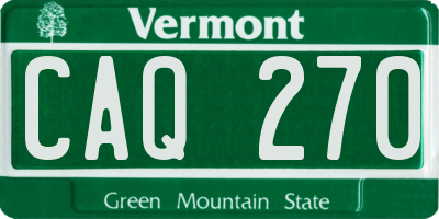 VT license plate CAQ270