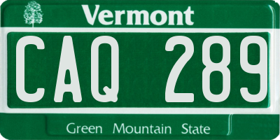 VT license plate CAQ289
