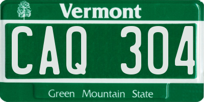 VT license plate CAQ304