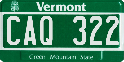 VT license plate CAQ322