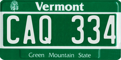 VT license plate CAQ334