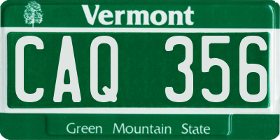 VT license plate CAQ356