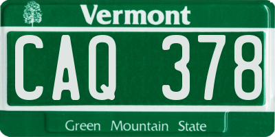 VT license plate CAQ378