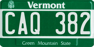 VT license plate CAQ382