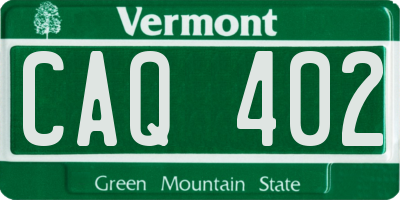 VT license plate CAQ402