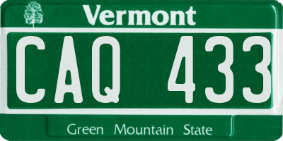 VT license plate CAQ433