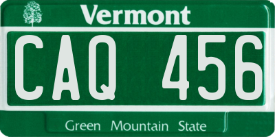 VT license plate CAQ456