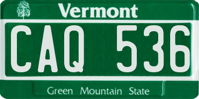 VT license plate CAQ536