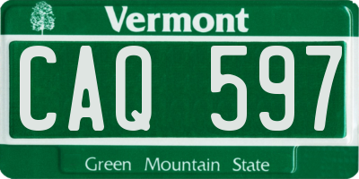 VT license plate CAQ597