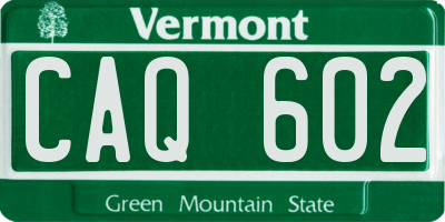 VT license plate CAQ602