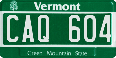 VT license plate CAQ604