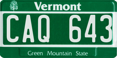 VT license plate CAQ643