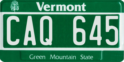 VT license plate CAQ645