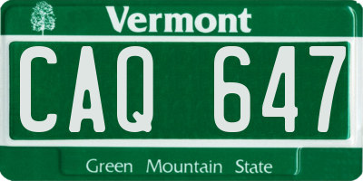 VT license plate CAQ647