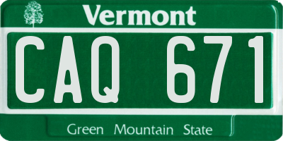 VT license plate CAQ671