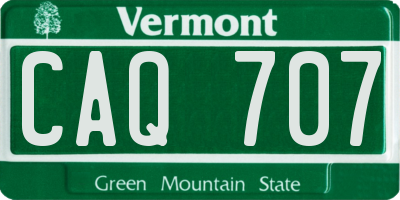 VT license plate CAQ707
