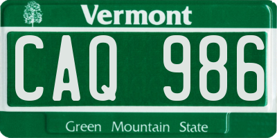 VT license plate CAQ986
