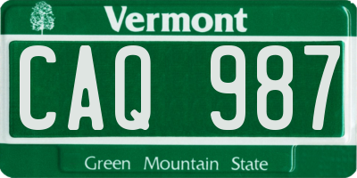 VT license plate CAQ987